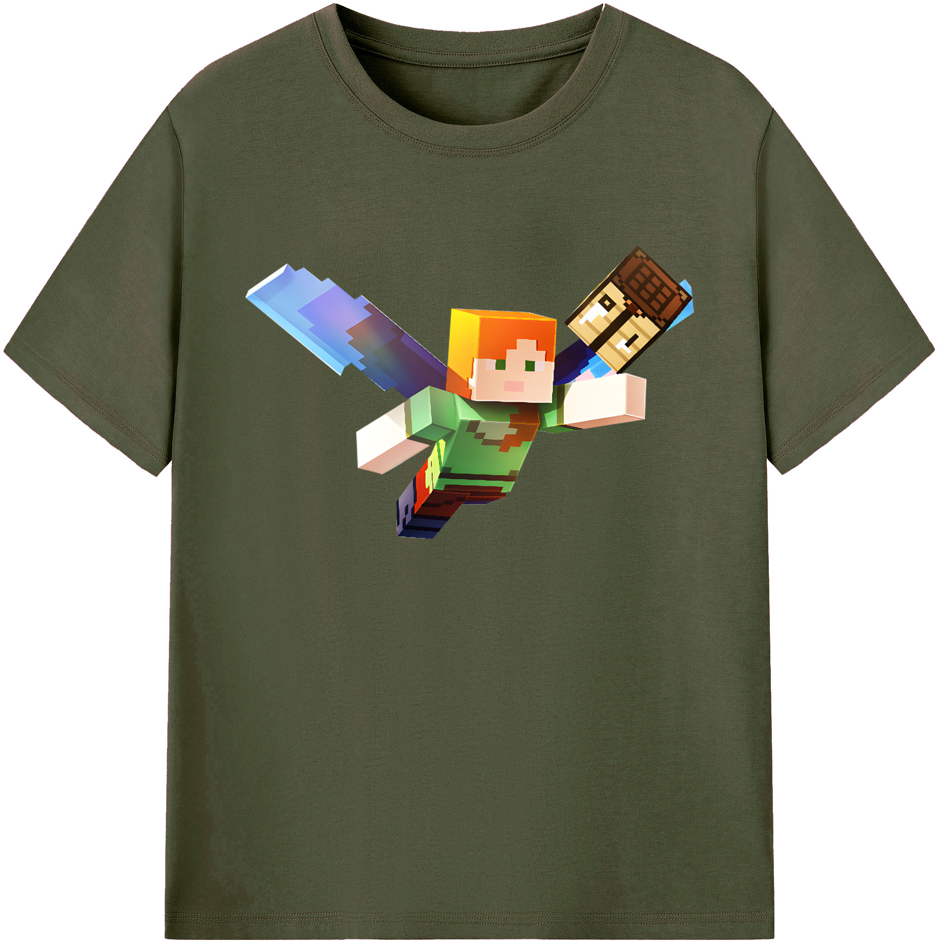 （画像用） マインクラフト ブロックの世界 Minecraft MC Block world 綿100％ メンズ半袖Tシャツ｜肌触りやわらか＆通気性